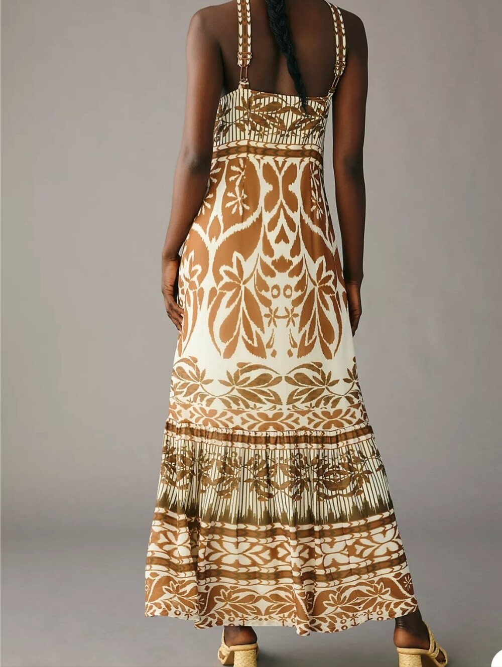 Vineet Bahl Boho Maxi Dress in Brown & White/Beige - Small - Convertible straps - Picture 10 of 11